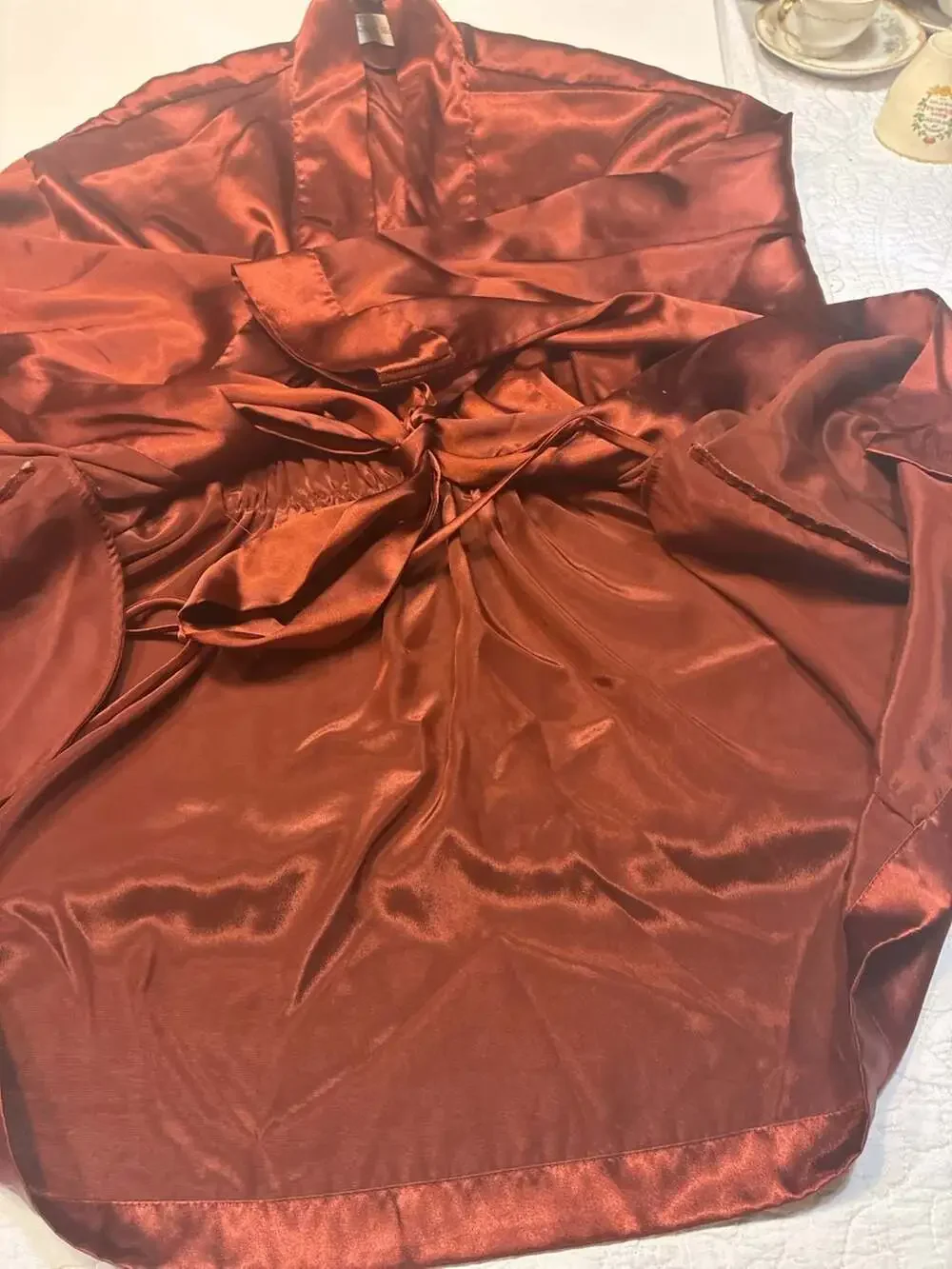 Victoria's Secret Satin Belted Robe in Rust Brown